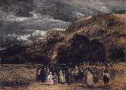 David Cox A Welsh Funeral oil